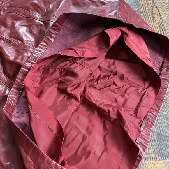 Vintage Montgomery Ward The Tannery Leather Skirt 17/18 Wine Red Knee Length - Picture 10 of 15